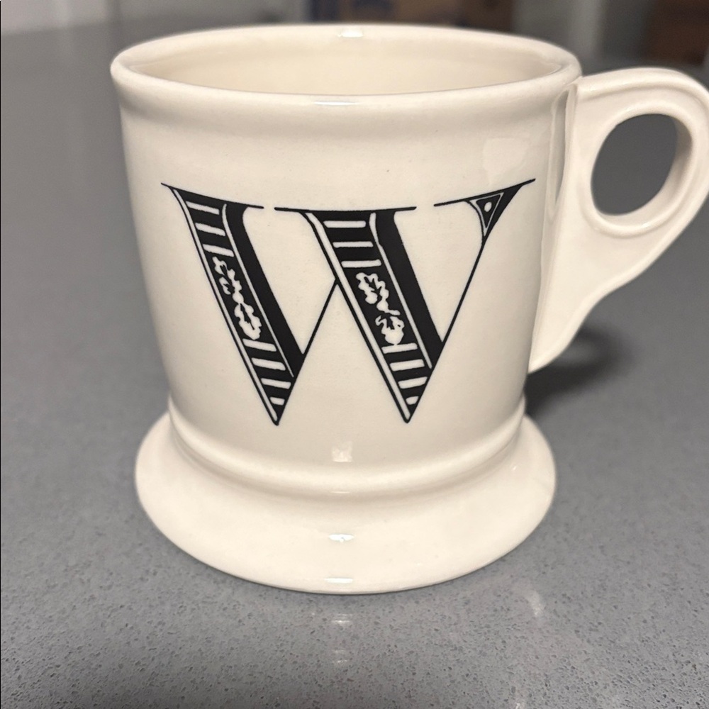 White & Black Monogrammed Mug with W